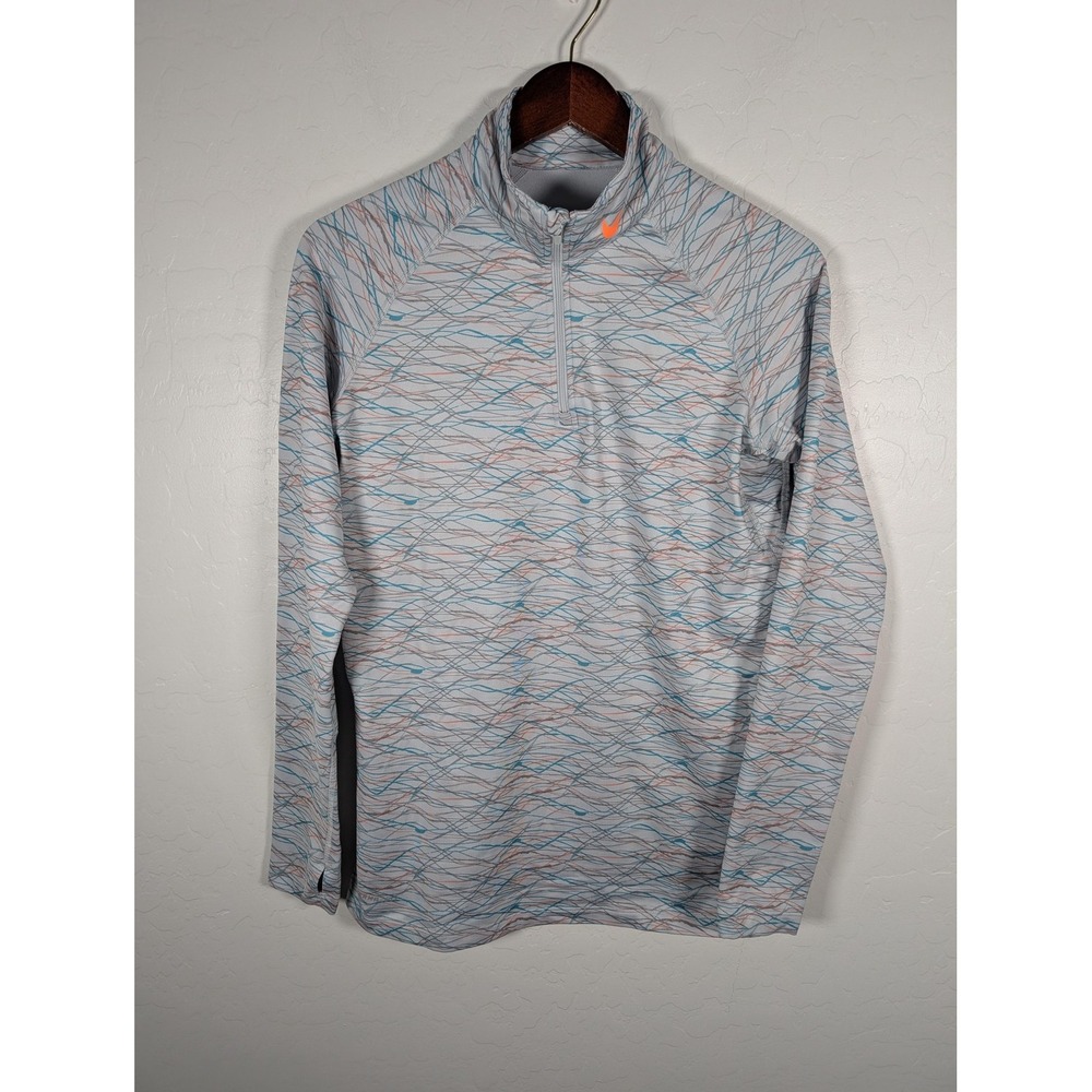 Nike Pro Combat Therma-FIT Pullover Womens Large Gray 1/4 Zip Base Layer